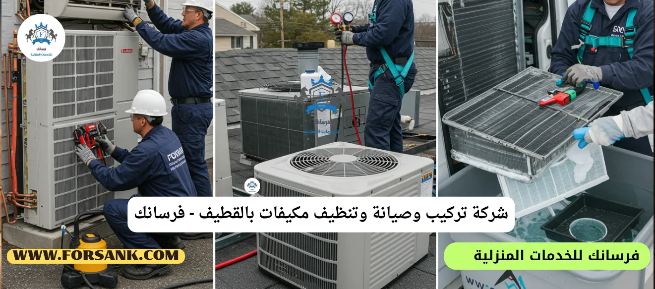 فني متخصص من شركة فرسانك يقوم بصيانة شاملة لمكيف سبليت في القطيف